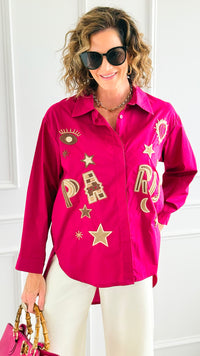 Astro Paris Italian Blouse-130 Long Sleeve Tops-AMIRA-Coastal Bloom Boutique, find the trendiest versions of the popular styles and looks Located in Indialantic, FL