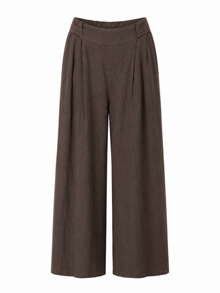 Linen Italian Flare- Leg Pant- Brown