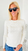Hailey Knit Pullover Top - Ivory-130 Long Sleeve Tops-Cielo-Coastal Bloom Boutique, find the trendiest versions of the popular styles and looks Located in Indialantic, FL