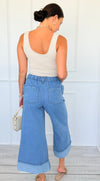 Bows & Cuffs Cropped Denim Pants-190 Denim-ODDI-Coastal Bloom Boutique, find the trendiest versions of the popular styles and looks Located in Indialantic, FL