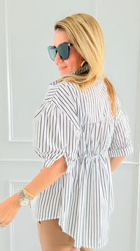 Run Wild Button-Up Blouse- Stripe-110 Short Sleeve Tops-7Mango7-Coastal Bloom Boutique, find the trendiest versions of the popular styles and looks Located in Indialantic, FL