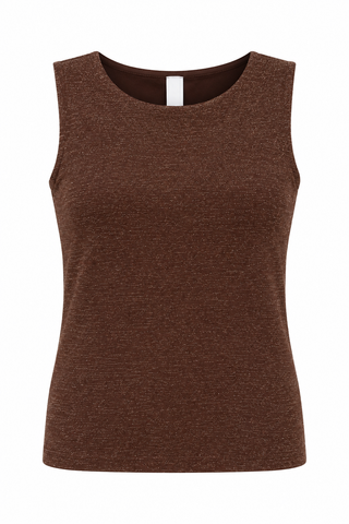 Seamless Shimmer Fitted Tank Top - French Toast