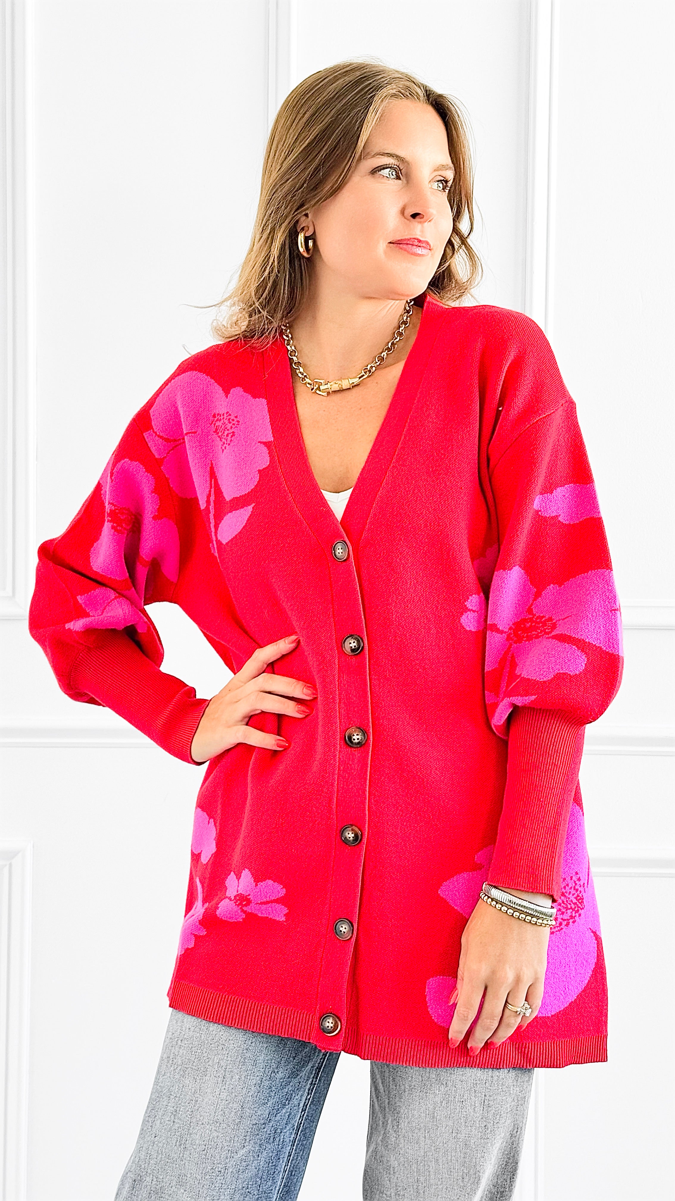 Blossom Glow Knit Cardigan-130 Long sleeve top-SUGARLIPS-Coastal Bloom Boutique, find the trendiest versions of the popular styles and looks Located in Indialantic, FL