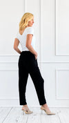 Pleated Waist Pants - Black-170 Bottoms-Zenana-Coastal Bloom Boutique, find the trendiest versions of the popular styles and looks Located in Indialantic, FL