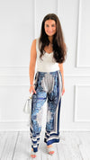 Paisley Bliss Italian Pants- Navy-100 Pants-SEE YOU IN ROME-Coastal Bloom Boutique, find the trendiest versions of the popular styles and looks Located in Indialantic, FL