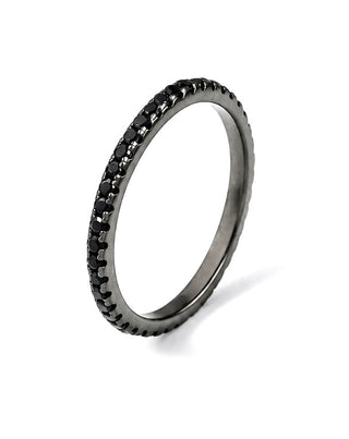 XS Thin Sterling Silver Eternity CZ Ring - Black