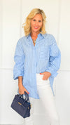 Line Up Relaxed Italian Tunic- Sky Blue-110 Long Sleeve Tops-SEE YOU IN ROME-Coastal Bloom Boutique, find the trendiest versions of the popular styles and looks Located in Indialantic, FL