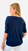 Anywhere Short Sleeve Top - Navy-110 short Sleeve Top-Six/ Fifty-Coastal Bloom Boutique, find the trendiest versions of the popular styles and looks Located in Indialantic, FL