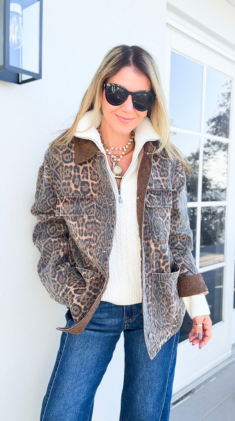 Wild Instinct Corduroy Collar Utility Jacket-160 Jackets-she + sky-Coastal Bloom Boutique, find the trendiest versions of the popular styles and looks Located in Indialantic, FL