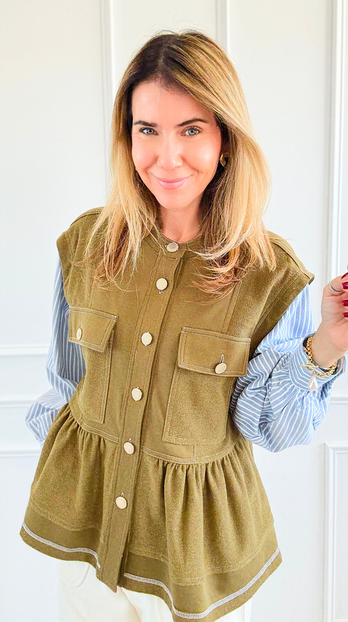 Stripe Contrast Top-130 Long Sleeve Set-sew in love-Coastal Bloom Boutique, find the trendiest versions of the popular styles and looks Located in Indialantic, FL