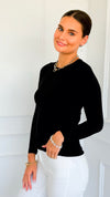 Second Skin Long Sleeve Top - Black-130 Long Sleeve Tops-YELETE-Coastal Bloom Boutique, find the trendiest versions of the popular styles and looks Located in Indialantic, FL