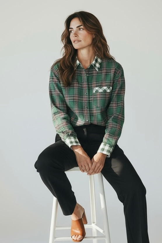 Winter Tales Button Down Top - Hunter Green-130 Long Sleeve Tops-JODIFL-Coastal Bloom Boutique, find the trendiest versions of the popular styles and looks Located in Indialantic, FL