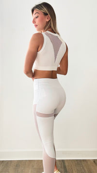 Contour Mesh Active Leggings - Bright White-210 Loungewear/Sets-YELETE-Coastal Bloom Boutique, find the trendiest versions of the popular styles and looks Located in Indialantic, FL