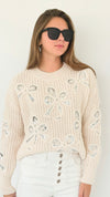 Whimsical Bow Knit Pullover-140 Sweaters-LC Lizette-Coastal Bloom Boutique, find the trendiest versions of the popular styles and looks Located in Indialantic, FL