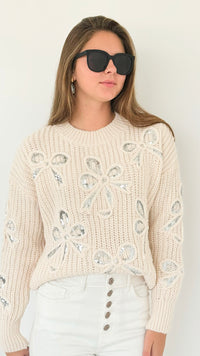 Whimsical Bow Knit Pullover-140 Sweaters-LC Lizette-Coastal Bloom Boutique, find the trendiest versions of the popular styles and looks Located in Indialantic, FL