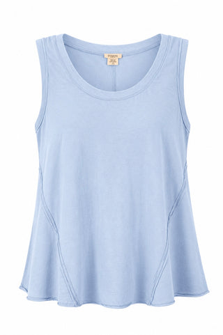 Raw Edge Tank Top - Light Blue