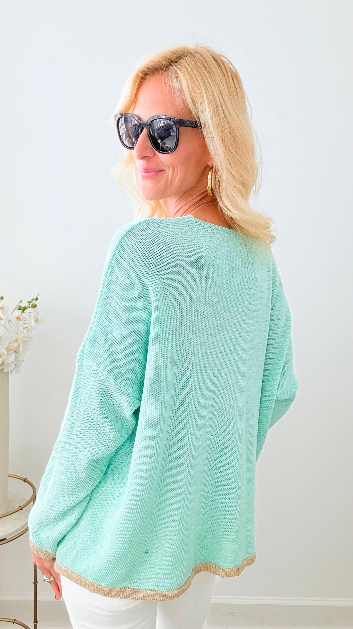Knitted With Love Italian Sweater - Mint/Gold-140 Sweaters-Germany-Coastal Bloom Boutique, find the trendiest versions of the popular styles and looks Located in Indialantic, FL