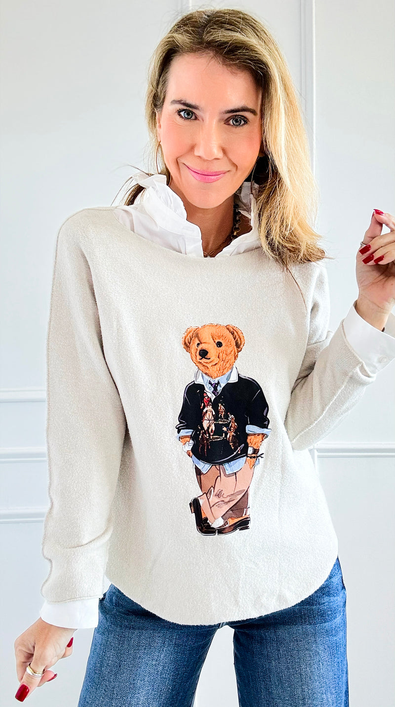 Jerry The Bear Italian Pullover- Ecru-140 Sweaters-Italianissimo-Coastal Bloom Boutique, find the trendiest versions of the popular styles and looks Located in Indialantic, FL