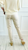 City Lights Faux Leather Italian Jogger - Sand-180 Joggers-Italianissimo-Coastal Bloom Boutique, find the trendiest versions of the popular styles and looks Located in Indialantic, FL