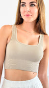 All-Day Comfort Ribbed Crop Top - Lt. Mocha-100 Sleeveless Tops-Zenana-Coastal Bloom Boutique, find the trendiest versions of the popular styles and looks Located in Indialantic, FL