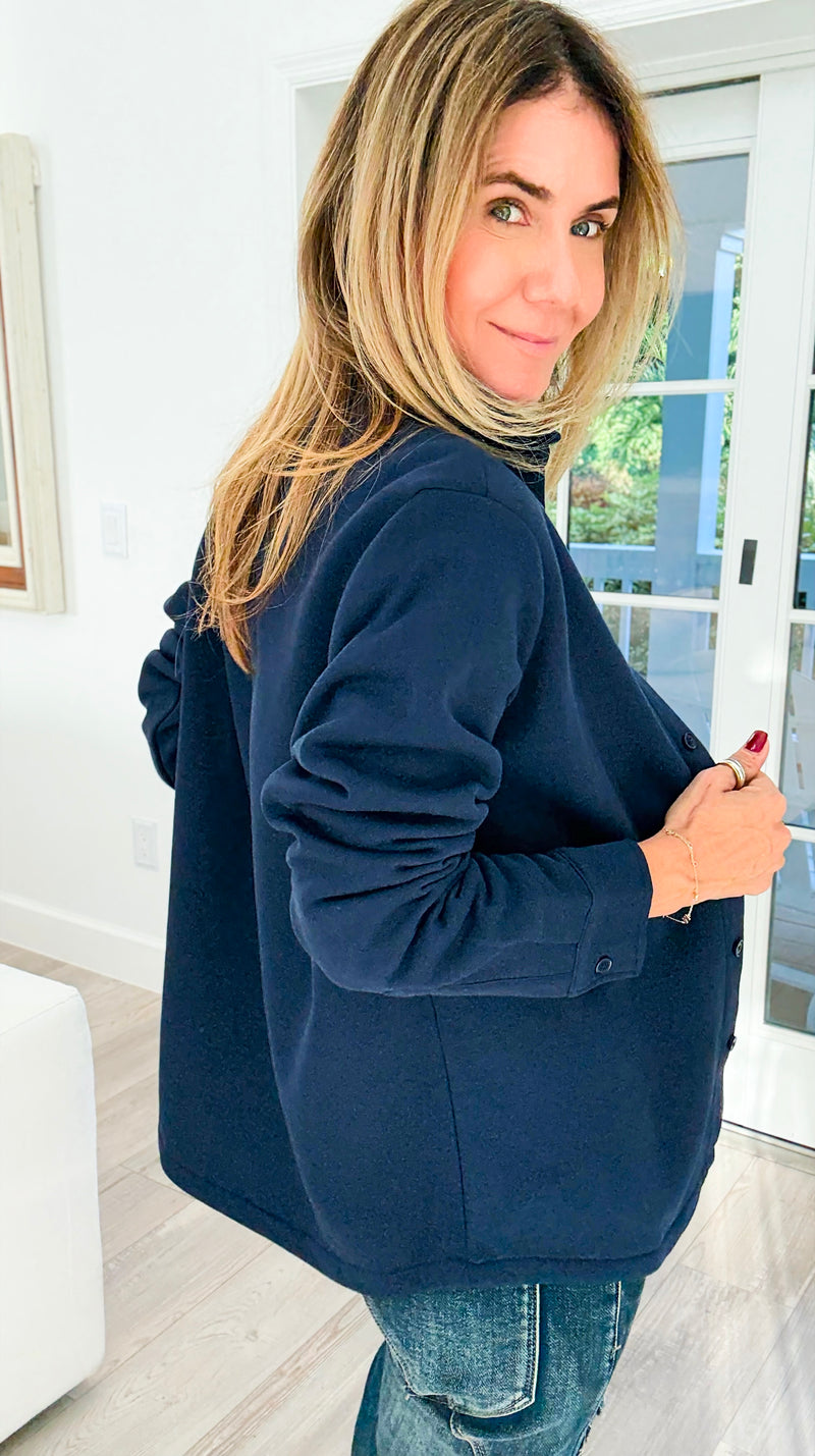 Eileen Fall Shacket - Navy-160 Jackets-Rosio-Coastal Bloom Boutique, find the trendiest versions of the popular styles and looks Located in Indialantic, FL