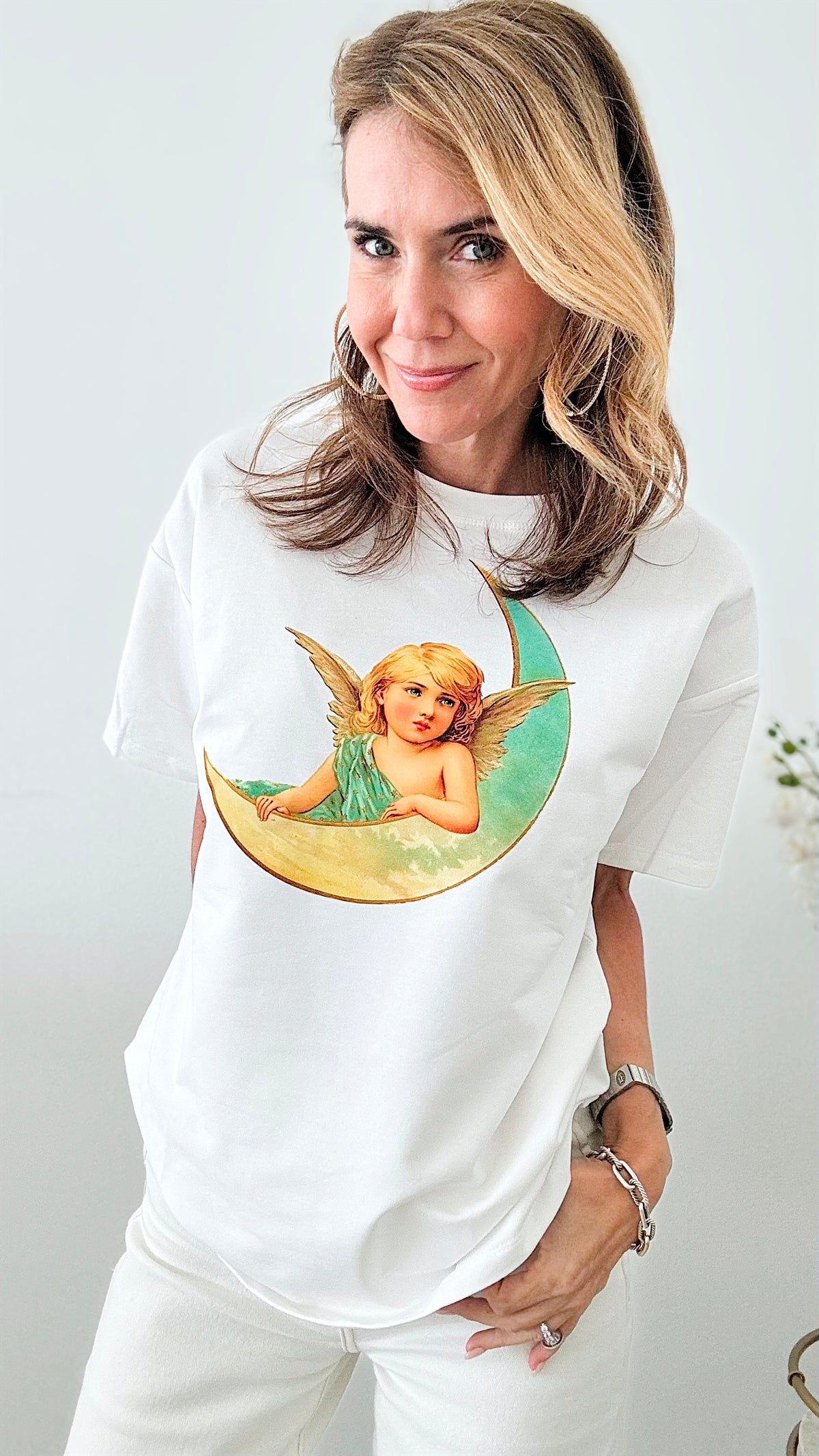 CUSTOM CB Celestial Serenity Tee - White-110 Short Sleeve Tops-Holly / in2you-Coastal Bloom Boutique, find the trendiest versions of the popular styles and looks Located in Indialantic, FL