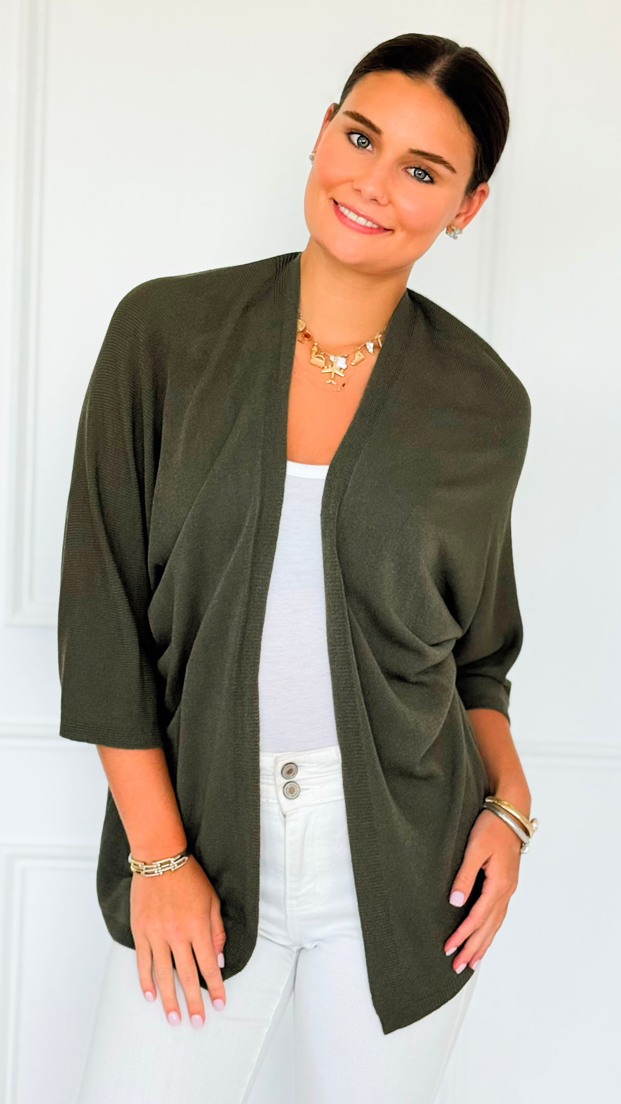 Sunday Italian Modal Cardigan- Olive-150 Cardigan Layers-Italianissimo-Coastal Bloom Boutique, find the trendiest versions of the popular styles and looks Located in Indialantic, FL