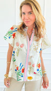 Botanica Belle Short Sleeve Top-110 Short Sleeve Tops-Umgee-Coastal Bloom Boutique, find the trendiest versions of the popular styles and looks Located in Indialantic, FL