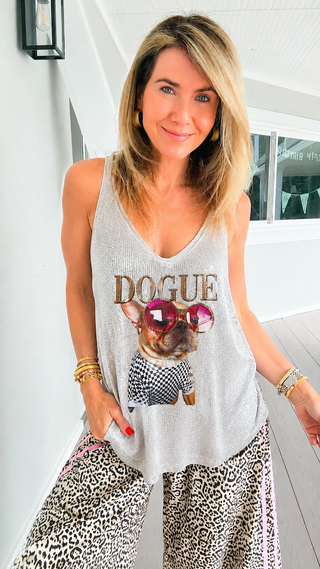 Pawsh in Vogue Italian Tank Top- Silver
