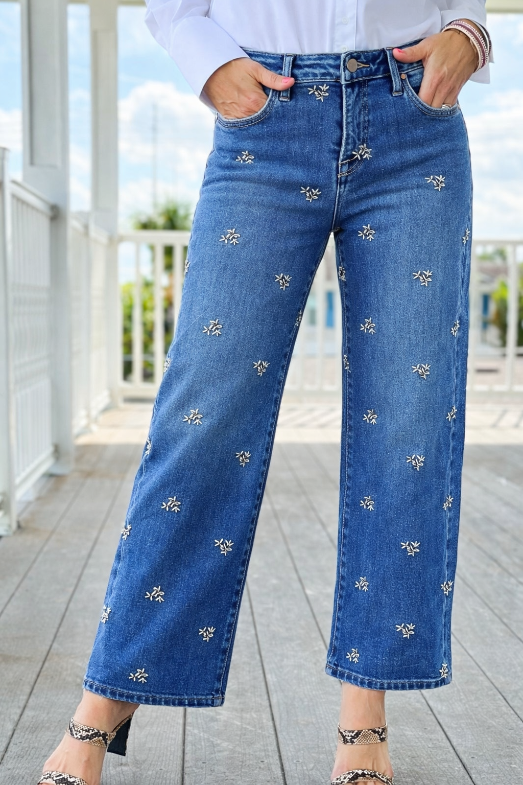 Embroidered Bloom Jeans