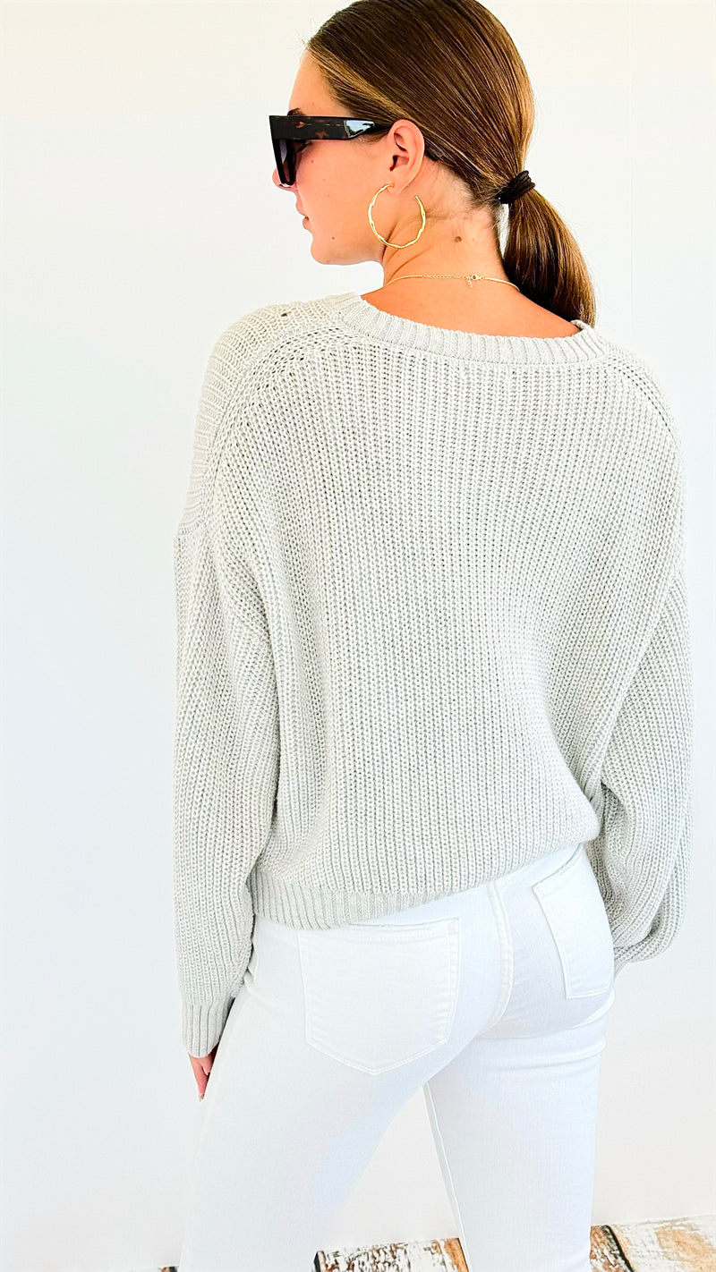 Long Sleeve Knit Sweater-140 Sweaters-Rousseau-Coastal Bloom Boutique, find the trendiest versions of the popular styles and looks Located in Indialantic, FL