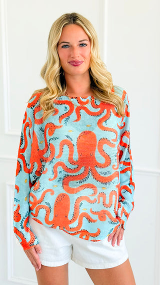 Ocean Whimsy Italian St Tropez Knit- Light Blue