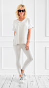 Short Sleeve Brushed Microfiber Lounge Set - Bone-210 Loungewear/Sets-Zenana-Coastal Bloom Boutique, find the trendiest versions of the popular styles and looks Located in Indialantic, FL