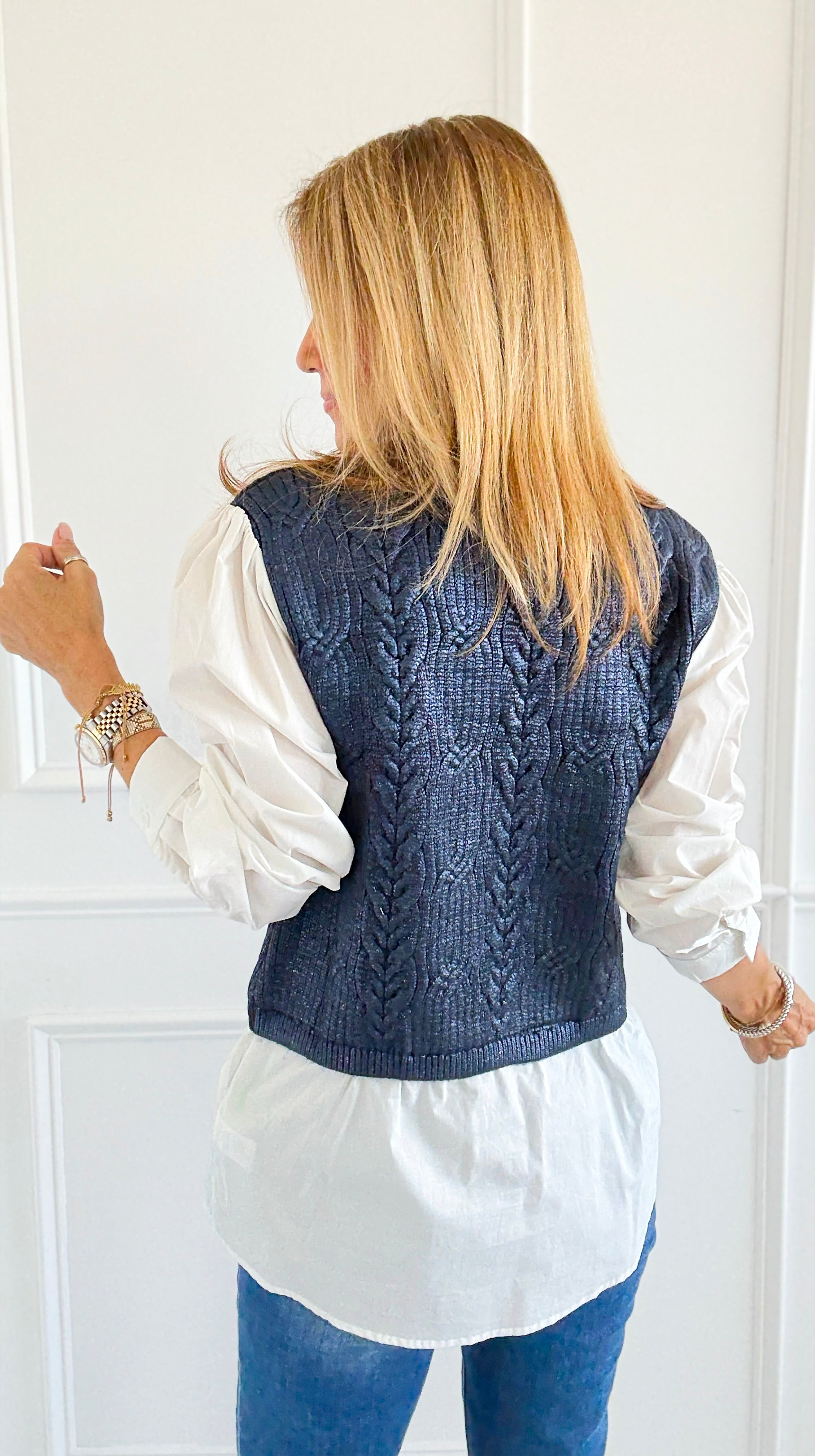 Moonlit Layer Cable Sweater-140 Sweaters-Fate Inc-Coastal Bloom Boutique, find the trendiest versions of the popular styles and looks Located in Indialantic, FL