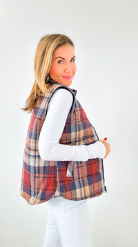 Highland Plaid Puffer Vest-160 Jackets-Staccato-Coastal Bloom Boutique, find the trendiest versions of the popular styles and looks Located in Indialantic, FL