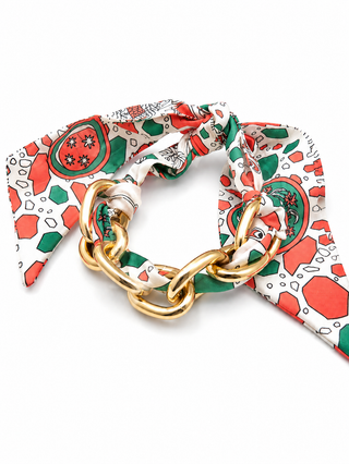 Link Scarf Bracelet/Necklace - Coral/Green