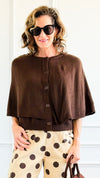Knit Button Front Cape Poncho - Brown-150 Cardigans/Layers-NYW-Coastal Bloom Boutique, find the trendiest versions of the popular styles and looks Located in Indialantic, FL