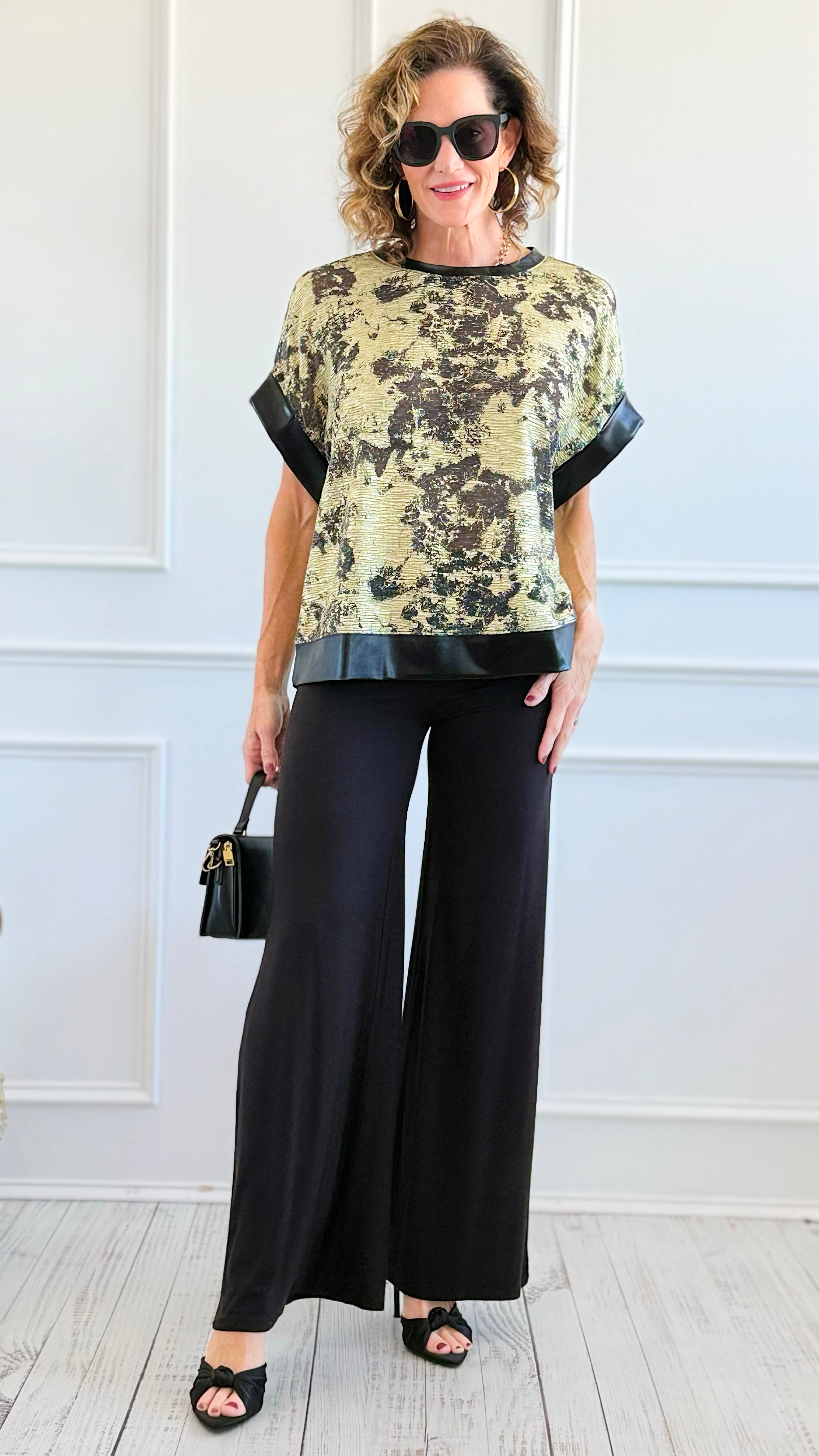 Fold Over Waist Comfy Palazzo Pants-Black-100 Pants-Zenana-Coastal Bloom Boutique, find the trendiest versions of the popular styles and looks Located in Indialantic, FL