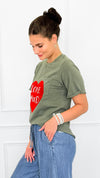 Love Mood Italian Graphic tee- Olive-110 short Sleeve Top-V SKY-Coastal Bloom Boutique, find the trendiest versions of the popular styles and looks Located in Indialantic, FL