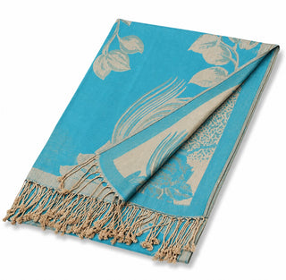 Botanical Fringe Scarf - Turquoise