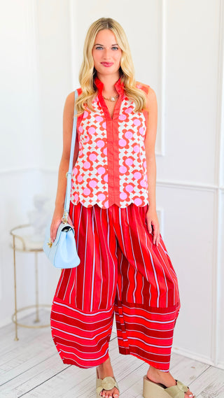 Retro Floral Sleeveless Top