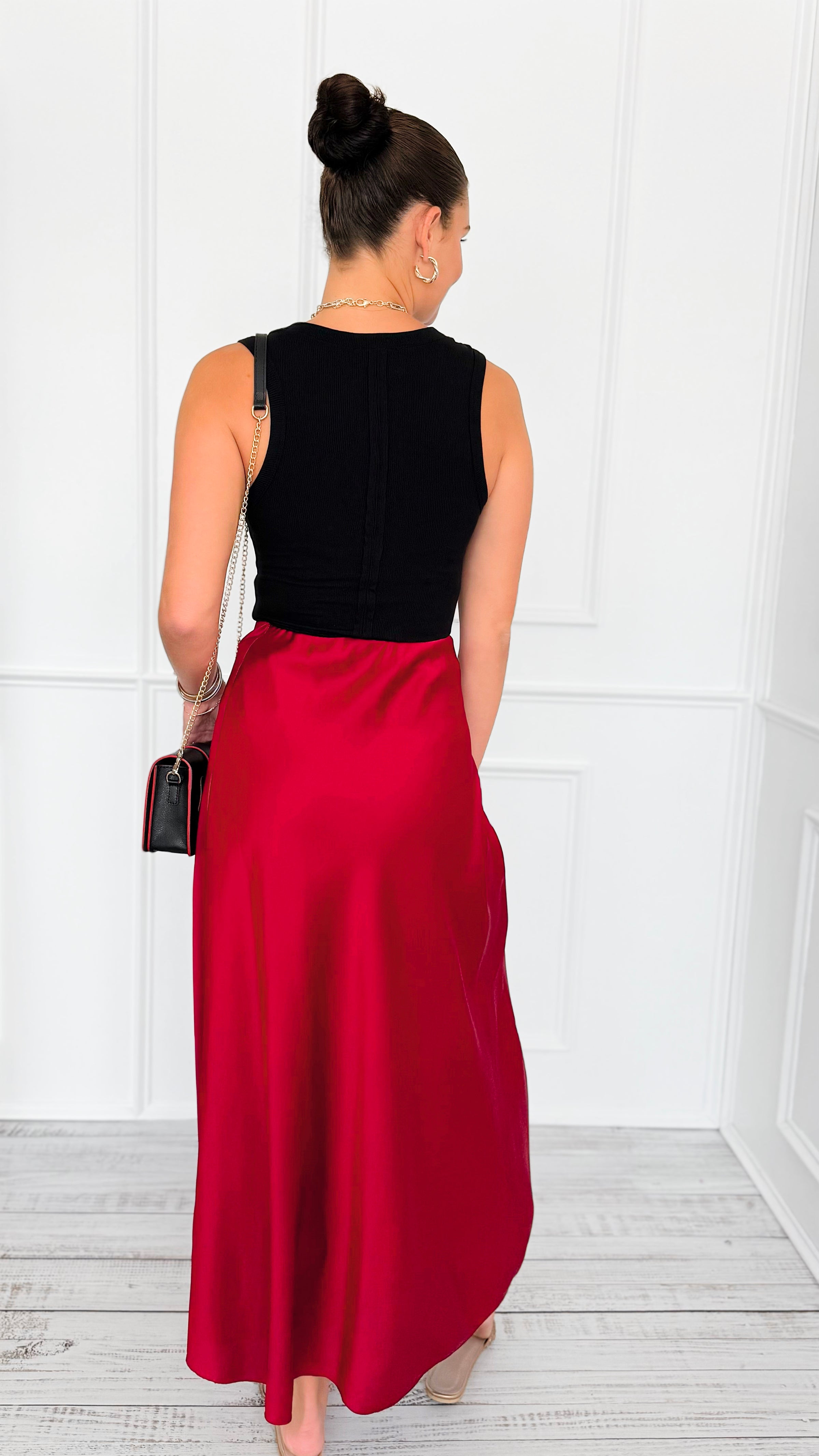 Isabella Italian Skirt- Burgundy-170 Bottoms-SEE YOU IN ROME-Coastal Bloom Boutique, find the trendiest versions of the popular styles and looks Located in Indialantic, FL