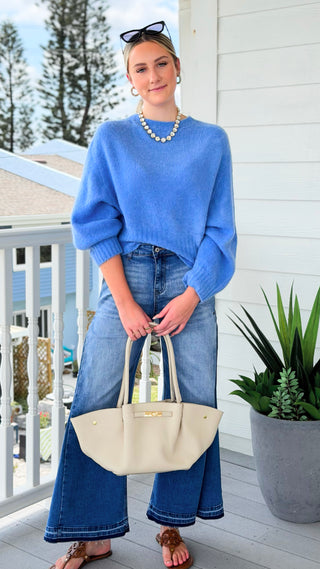 Soft Focus Italian Knit Sweater- Periwinkle