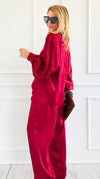 Slow Mornings Set - Burgundy-210 Loungewear/Sets-Jodifl-Coastal Bloom Boutique, find the trendiest versions of the popular styles and looks Located in Indialantic, FL