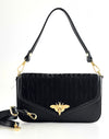 Bee Textured Italian Mini Bag- Black-240 Bags-LE BORSETTE-Coastal Bloom Boutique, find the trendiest versions of the popular styles and looks Located in Indialantic, FL