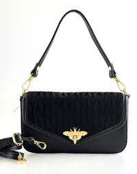 Bee Textured Italian Mini Bag- Black-240 Bags-LE BORSETTE-Coastal Bloom Boutique, find the trendiest versions of the popular styles and looks Located in Indialantic, FL