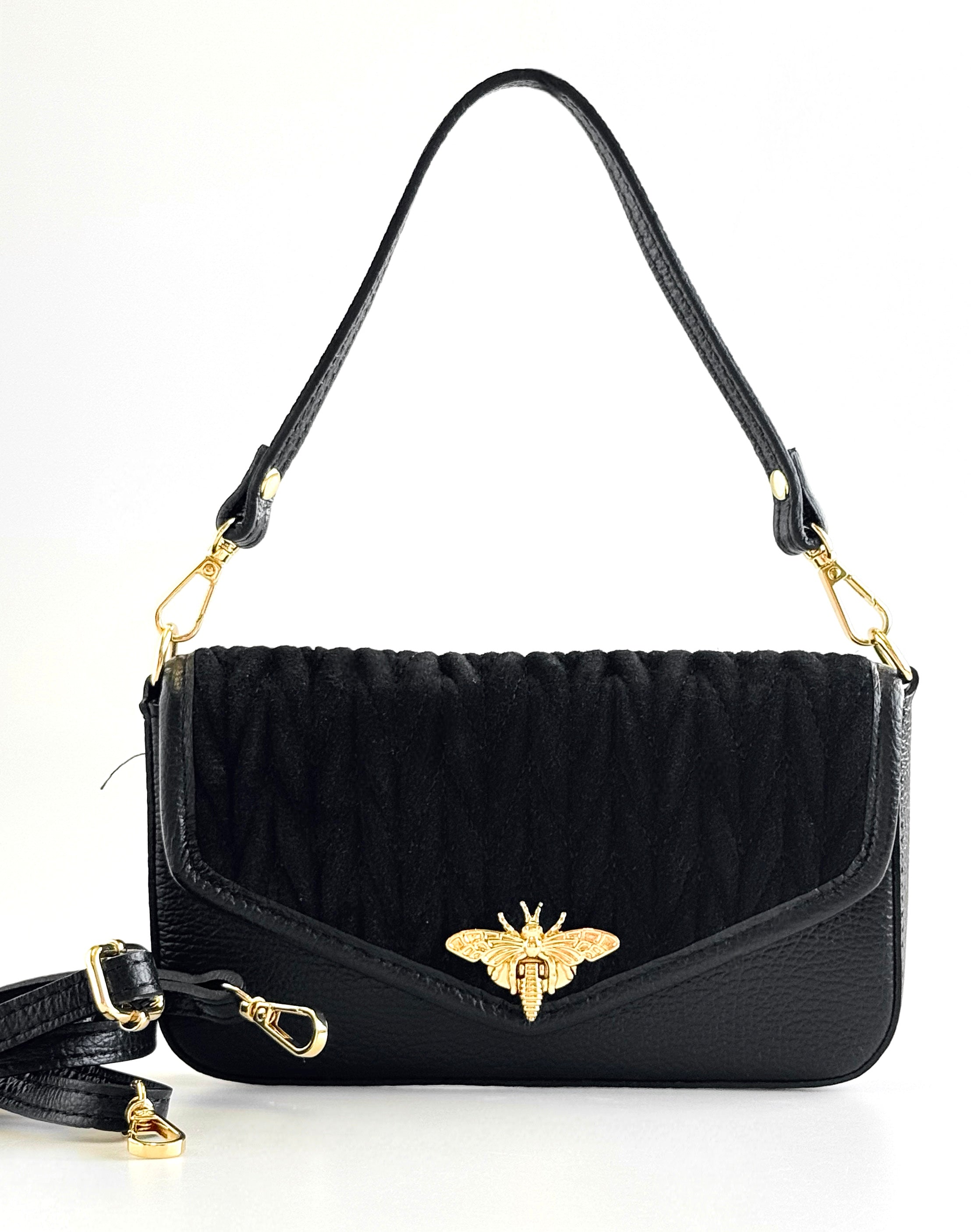 Bee Textured Italian Mini Bag- Black-240 Bags-LE BORSETTE-Coastal Bloom Boutique, find the trendiest versions of the popular styles and looks Located in Indialantic, FL