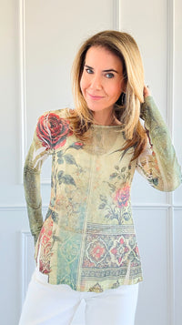 Garden Whispers Long Sleeve Top-110 Long Sleeve Tops-Origami Fashion Inc-Coastal Bloom Boutique, find the trendiest versions of the popular styles and looks Located in Indialantic, FL