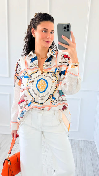 Horse Inspired Botton Down Italian Top