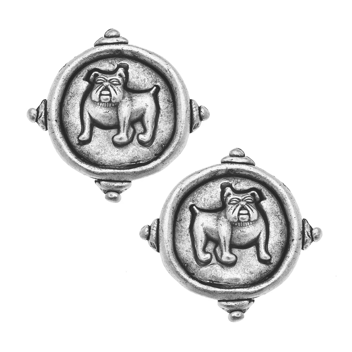 Silver Bulldog Pierced Earrings - Susan Shaw-230 Jewelry-SUSAN SHAW-Coastal Bloom Boutique, find the trendiest versions of the popular styles and looks Located in Indialantic, FL